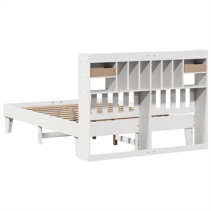 Bedframe zonder matras massief grenenhout wit 150x200 cm