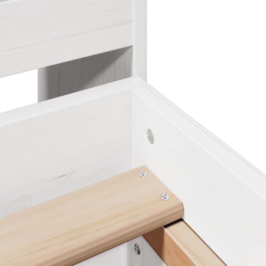 Bedframe zonder matras massief grenenhout wit 150x200 cm