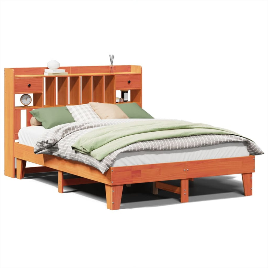 Bedframe zonder matras massief grenenhout wasbruin 150x200 cm