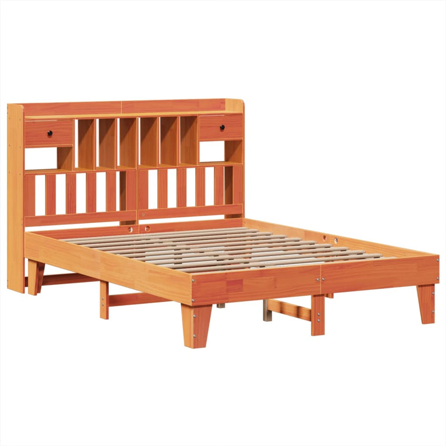 Bedframe zonder matras massief grenenhout wasbruin 150x200 cm
