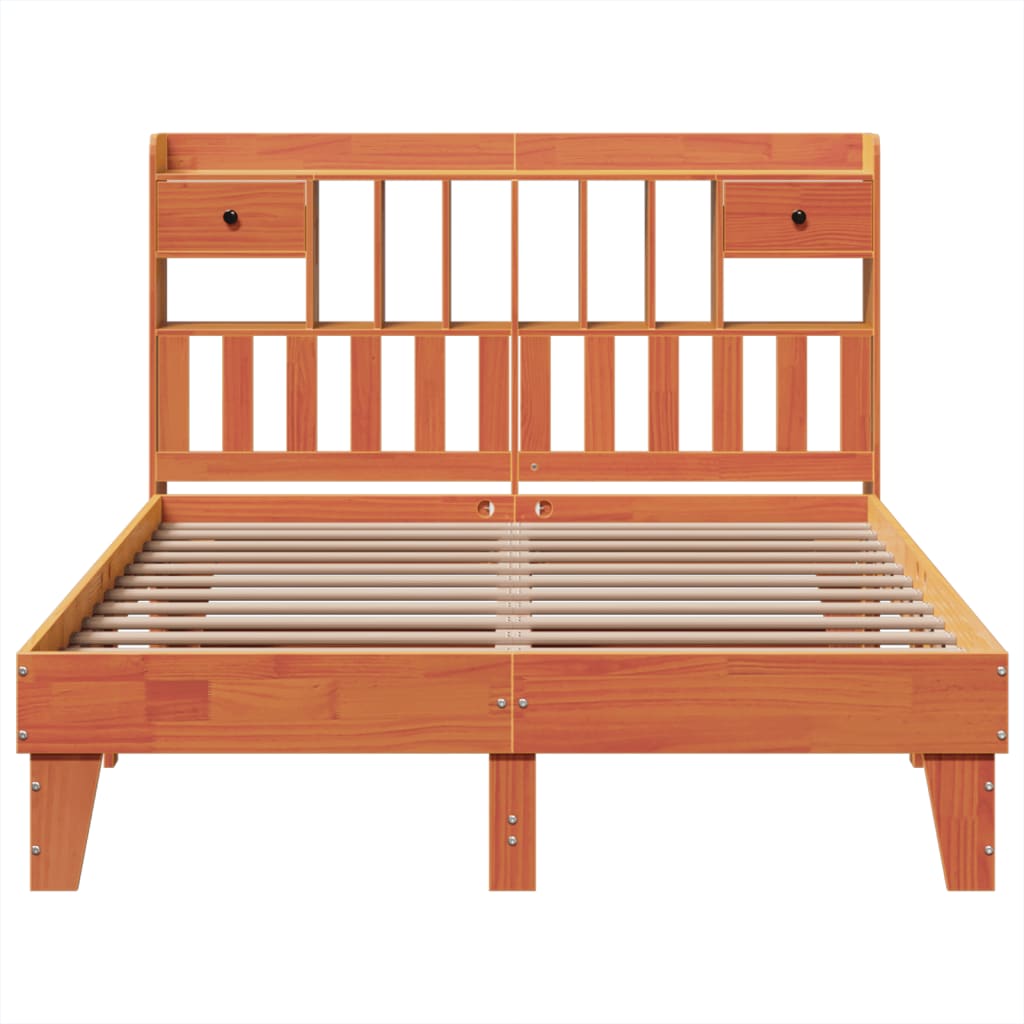 Bedframe zonder matras massief grenenhout wasbruin 150x200 cm