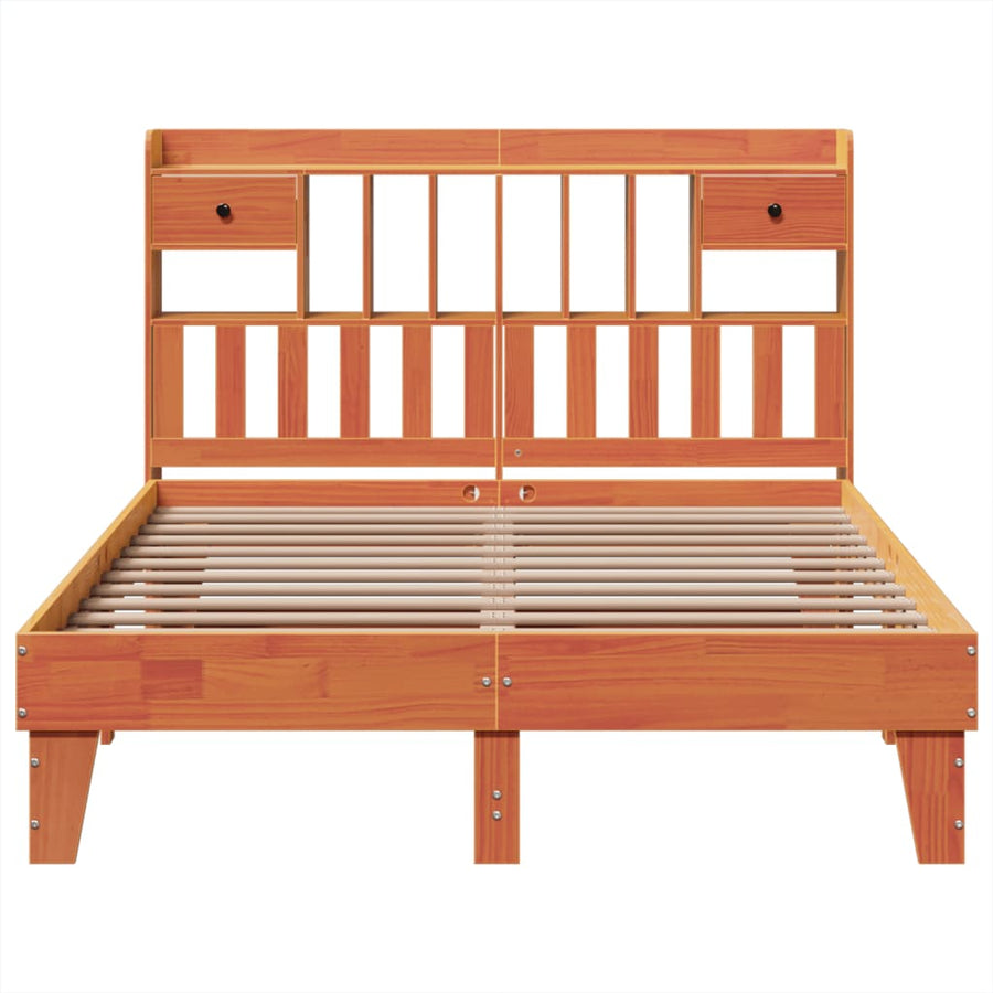 Bedframe zonder matras massief grenenhout wasbruin 150x200 cm