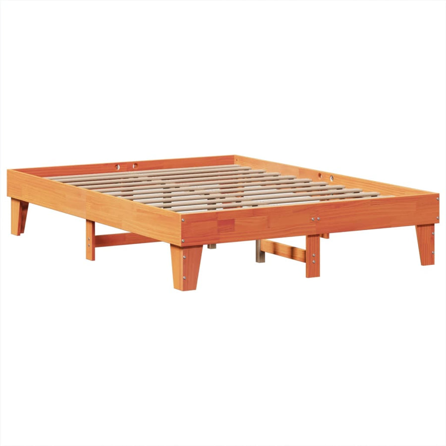 Bedframe zonder matras massief grenenhout wasbruin 150x200 cm