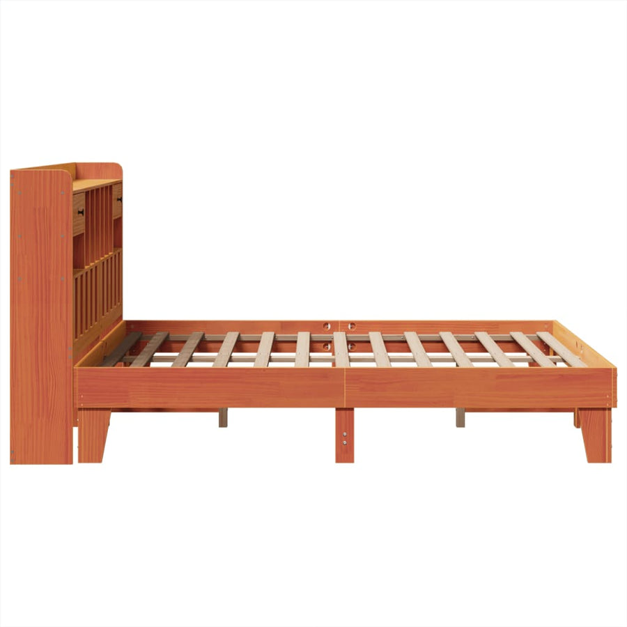Bedframe zonder matras massief grenenhout wasbruin 150x200 cm