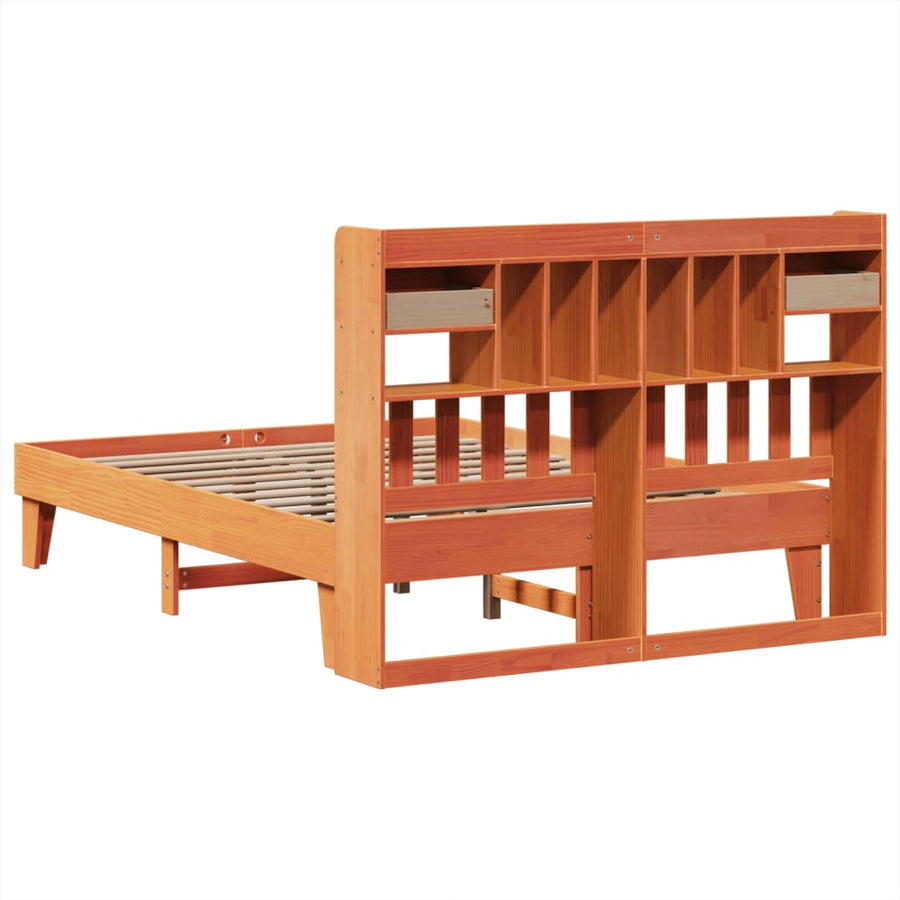 Bedframe zonder matras massief grenenhout wasbruin 150x200 cm