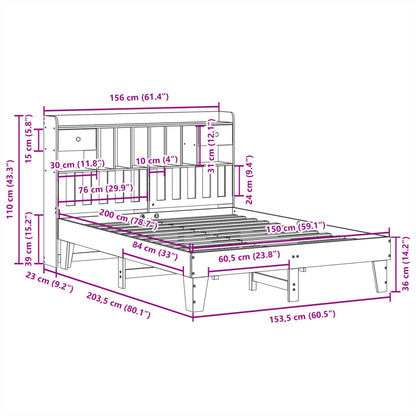 Bedframe zonder matras massief grenenhout wasbruin 150x200 cm