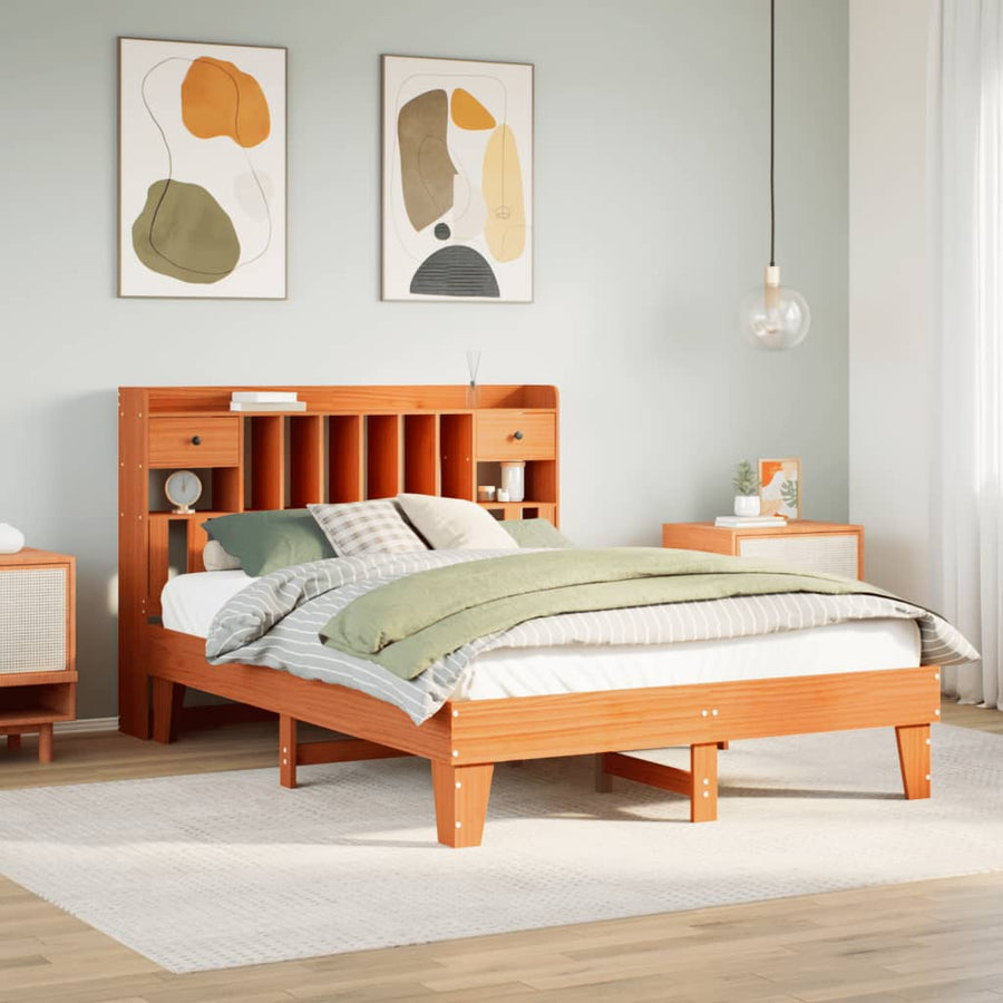 Bedframe zonder matras massief grenenhout wasbruin 150x200 cm