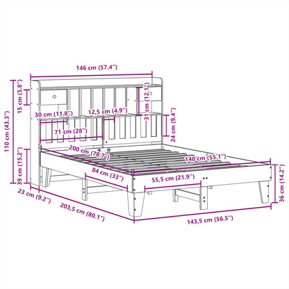 Bedframe zonder matras massief grenenhout 140x200 cm