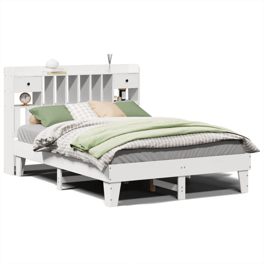 Bedframe zonder matras massief grenenhout wit 140x200 cm