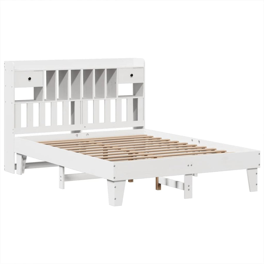 Bedframe zonder matras massief grenenhout wit 140x200 cm