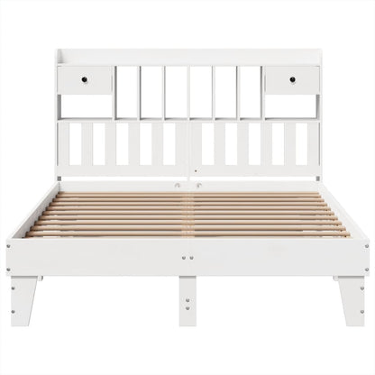 Bedframe zonder matras massief grenenhout wit 140x200 cm