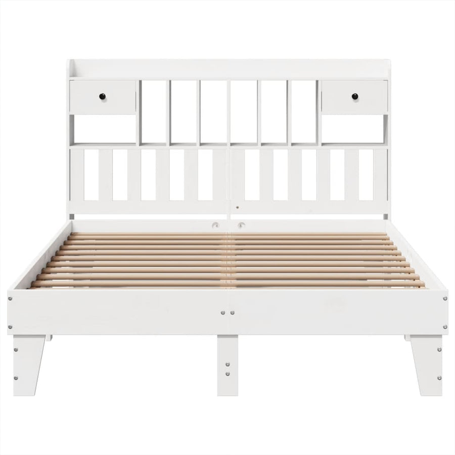 Bedframe zonder matras massief grenenhout wit 140x200 cm