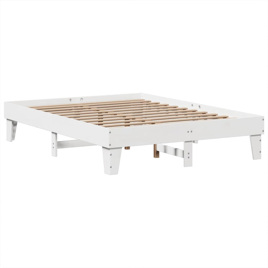 Bedframe zonder matras massief grenenhout wit 140x200 cm