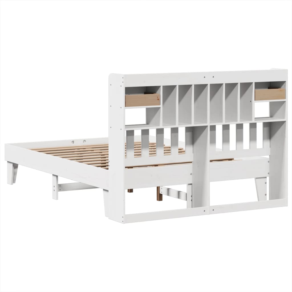Bedframe zonder matras massief grenenhout wit 140x200 cm