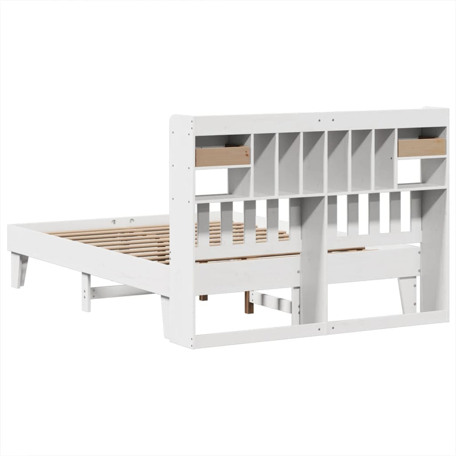 Bedframe zonder matras massief grenenhout wit 140x200 cm