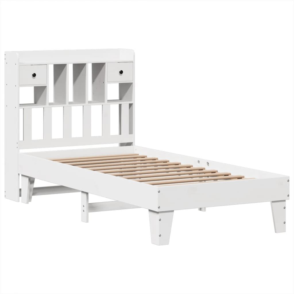 Bedframe zonder matras massief grenenhout wit 90x200 cm