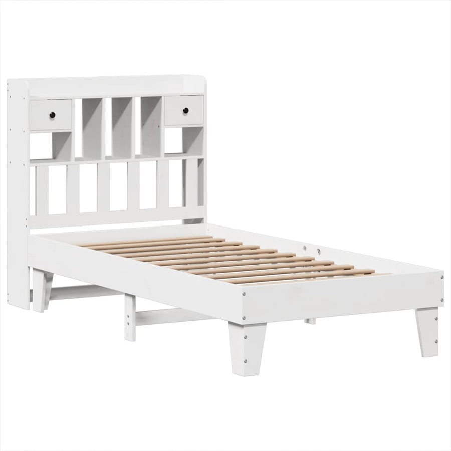 Bedframe zonder matras massief grenenhout wit 90x200 cm