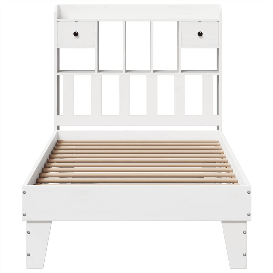 Bedframe zonder matras massief grenenhout wit 90x200 cm