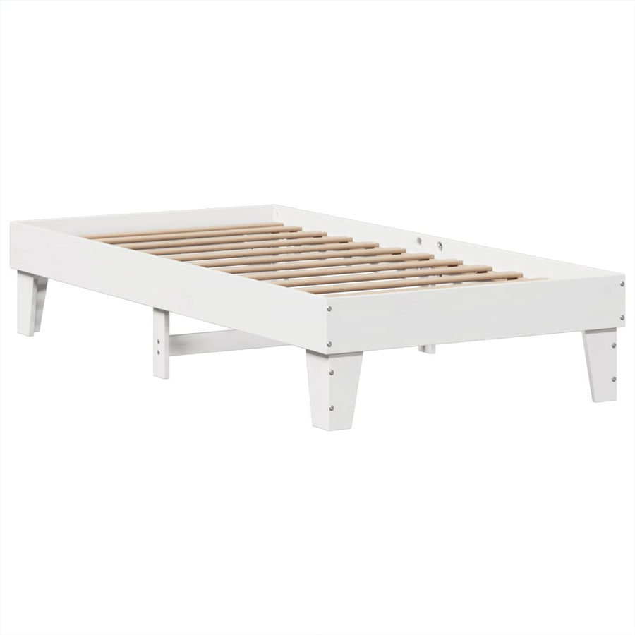Bedframe zonder matras massief grenenhout wit 90x200 cm