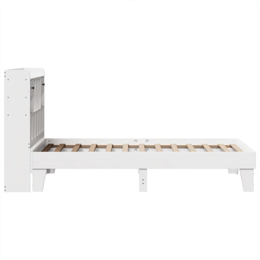 Bedframe zonder matras massief grenenhout wit 90x200 cm