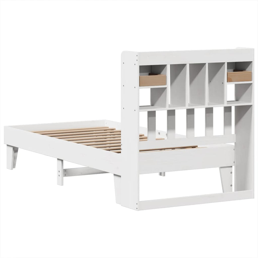 Bedframe zonder matras massief grenenhout wit 90x200 cm