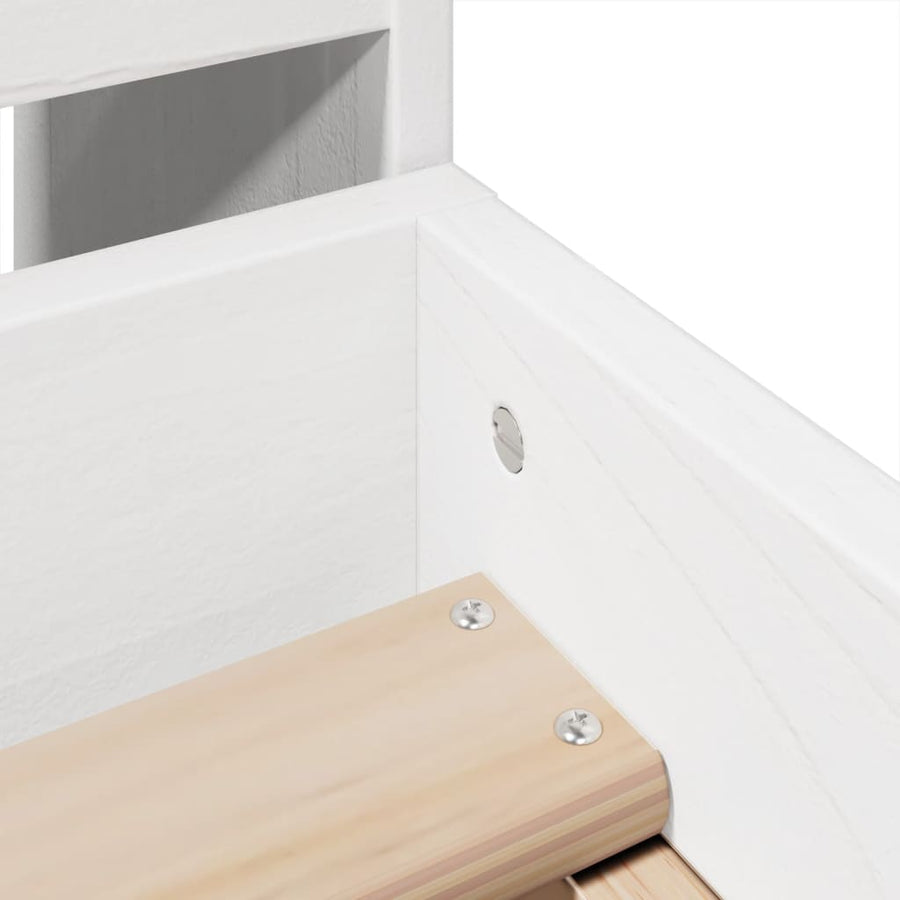 Bedframe zonder matras massief grenenhout wit 90x200 cm