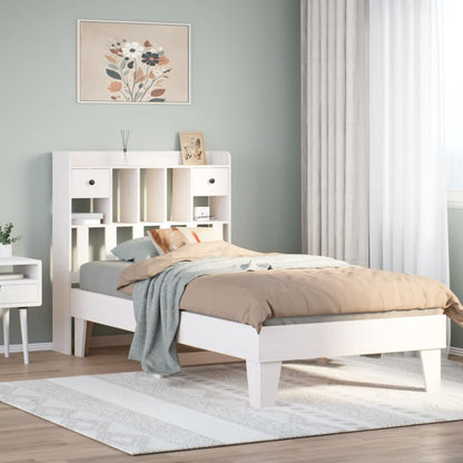 Bedframe zonder matras massief grenenhout wit 90x200 cm