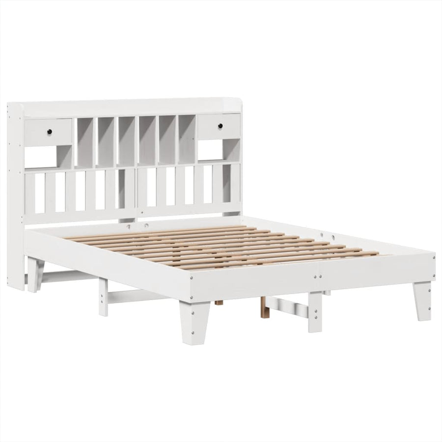 Bedframe zonder matras massief grenenhout wit 140x190 cm