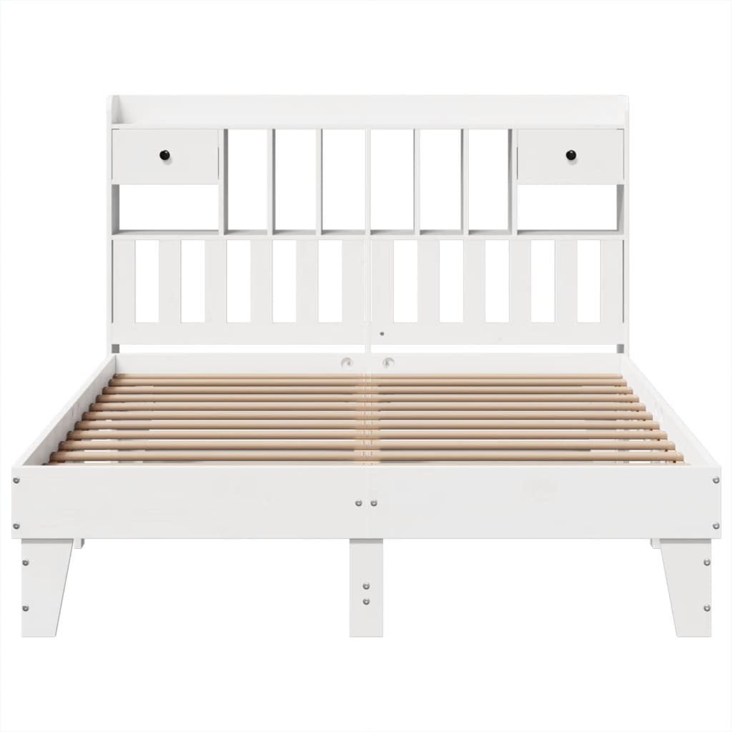 Bedframe zonder matras massief grenenhout wit 140x190 cm