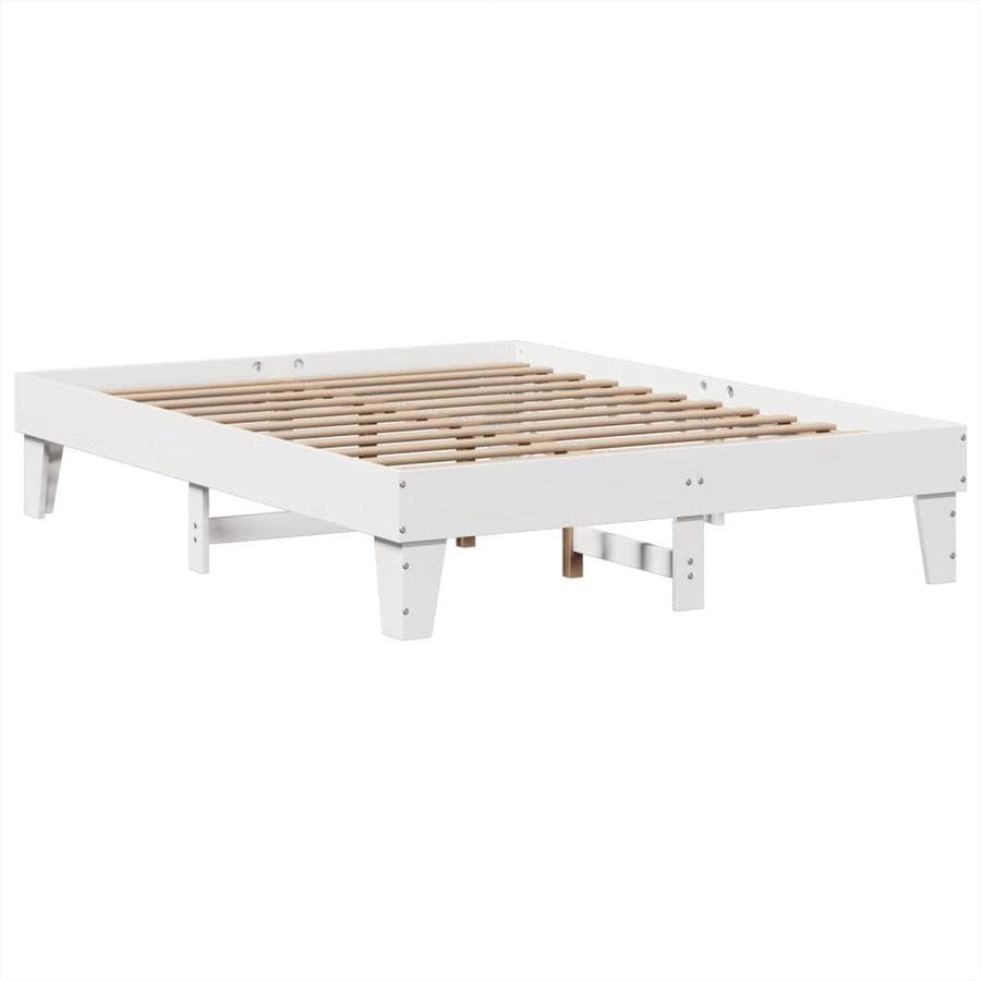 Bedframe zonder matras massief grenenhout wit 140x190 cm