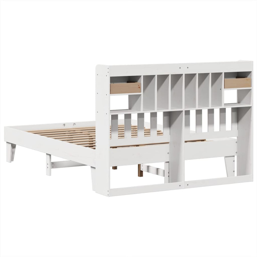 Bedframe zonder matras massief grenenhout wit 140x190 cm