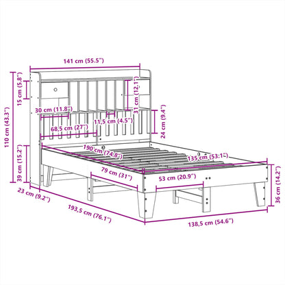 Bedframe zonder matras massief grenenhout 135x190 cm