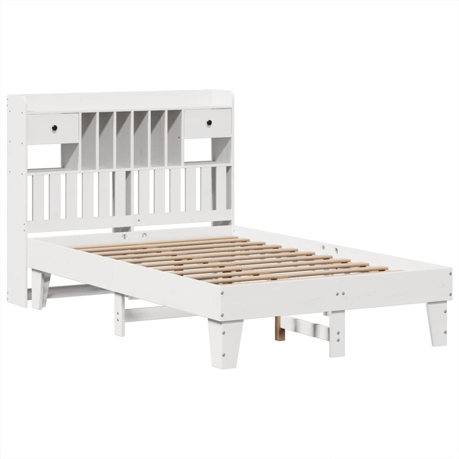 Bedframe zonder matras massief grenenhout wit 135x190 cm