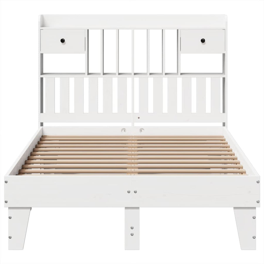 Bedframe zonder matras massief grenenhout wit 135x190 cm