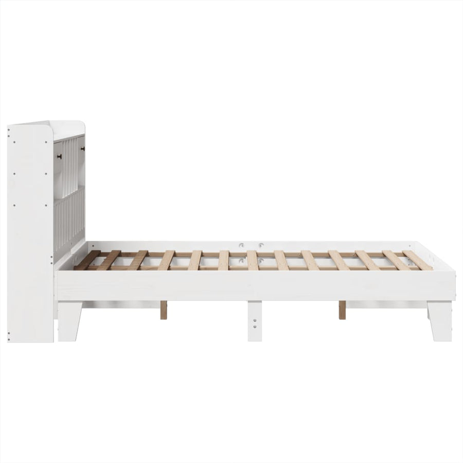 Bedframe zonder matras massief grenenhout wit 135x190 cm