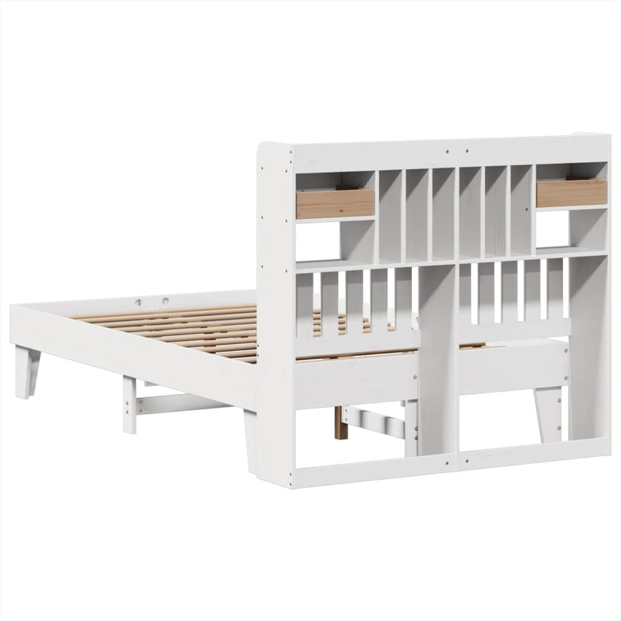 Bedframe zonder matras massief grenenhout wit 135x190 cm
