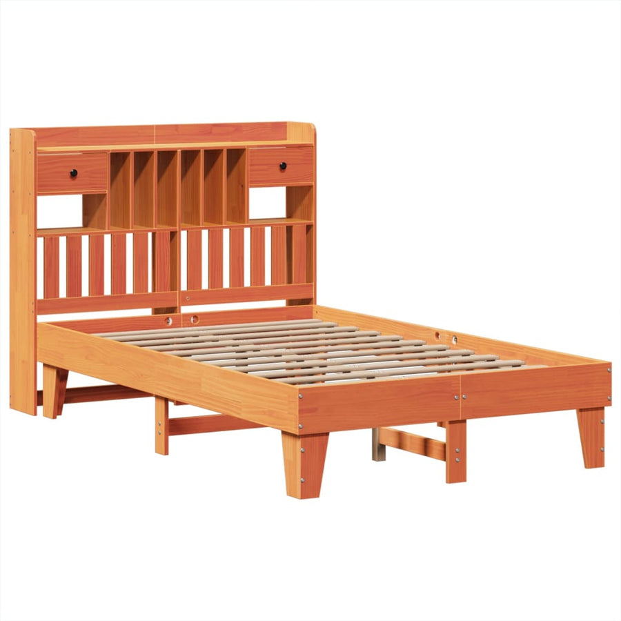 Bedframe zonder matras massief grenenhout wasbruin 135x190 cm