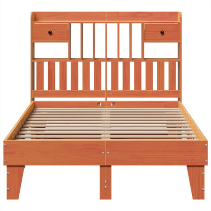 Bedframe zonder matras massief grenenhout wasbruin 135x190 cm