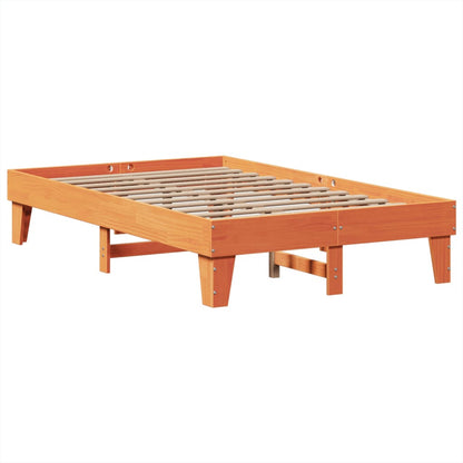 Bedframe zonder matras massief grenenhout wasbruin 135x190 cm