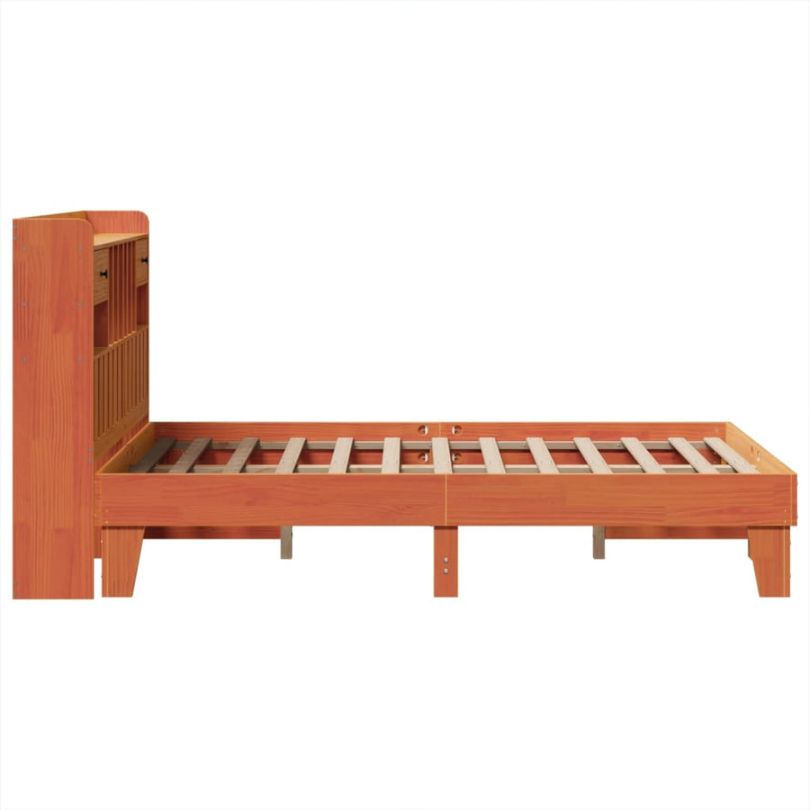 Bedframe zonder matras massief grenenhout wasbruin 135x190 cm