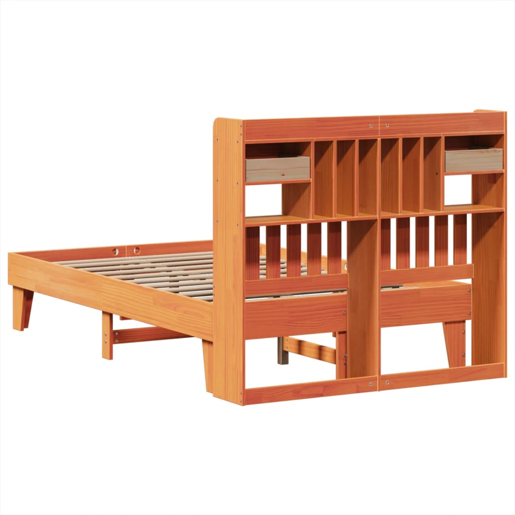 Bedframe zonder matras massief grenenhout wasbruin 135x190 cm