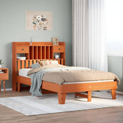 Bedframe massief grenenhout wasbruin 135x190 cm