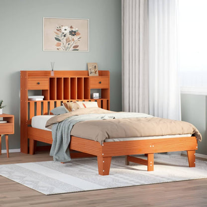 Bedframe zonder matras massief grenenhout wasbruin 135x190 cm