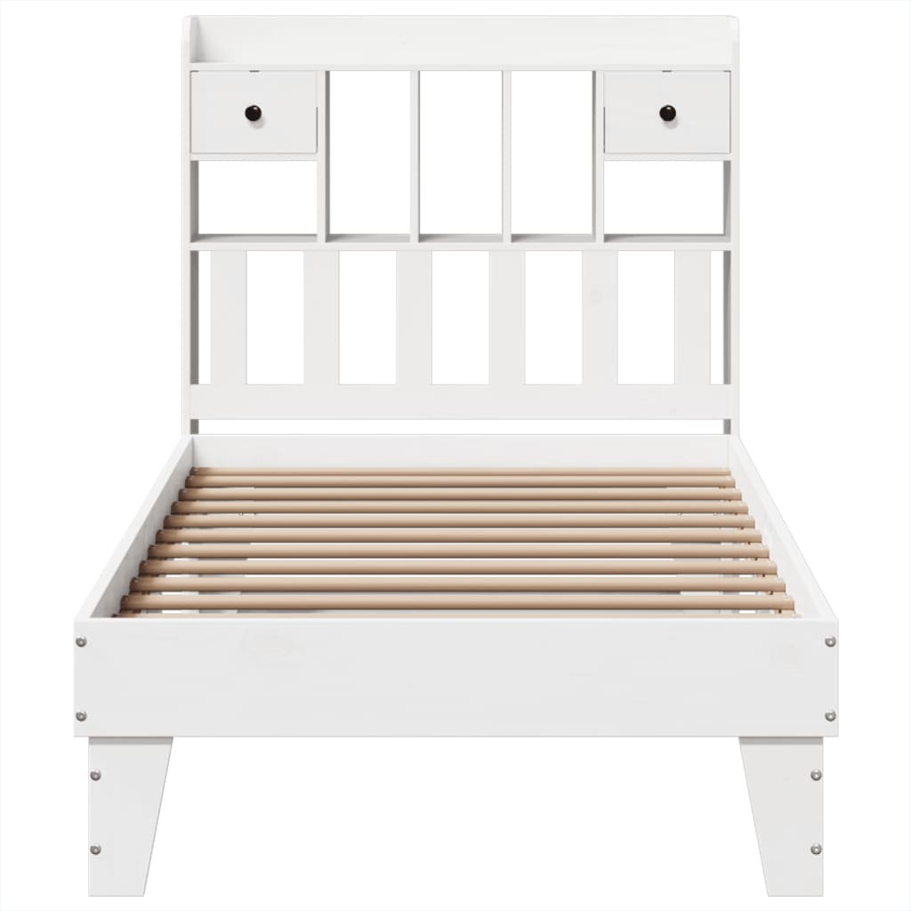 Bedframe zonder matras massief grenenhout wit 90x190 cm