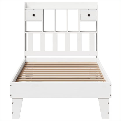 Bedframe zonder matras massief grenenhout wit 90x190 cm