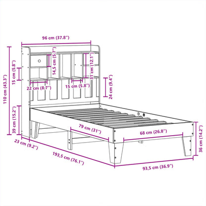 Bedframe zonder matras massief grenenhout wit 90x190 cm