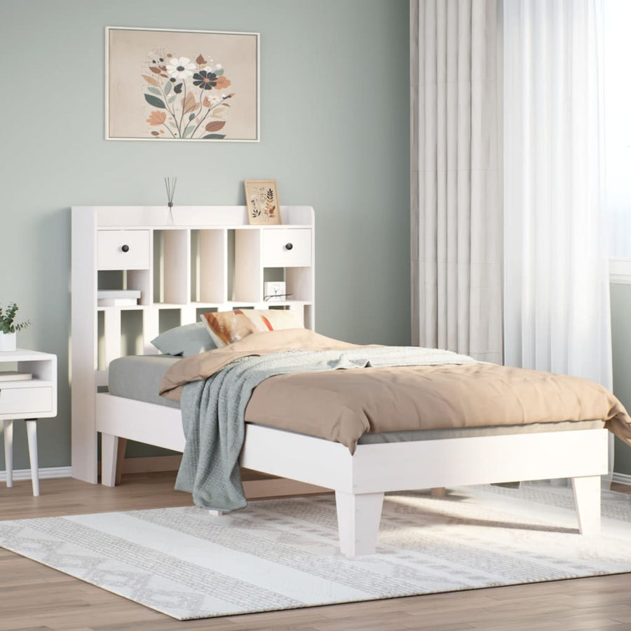 Bedframe zonder matras massief grenenhout wit 90x190 cm