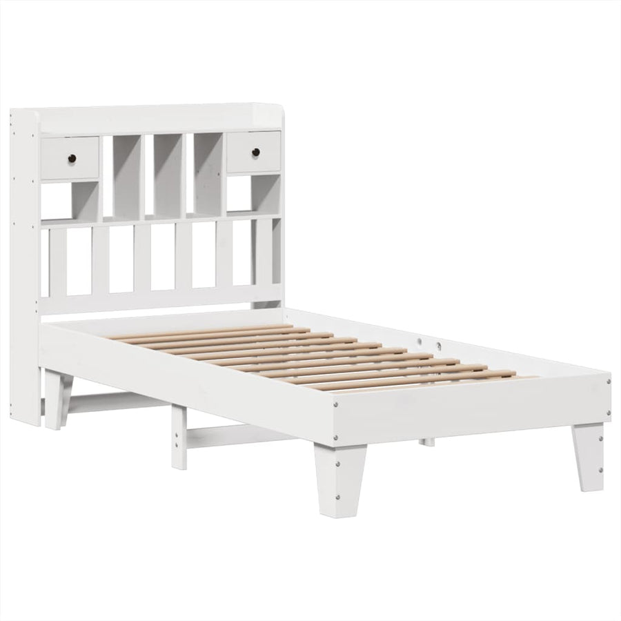 Bedframe zonder matras massief grenenhout wit 75x190 cm