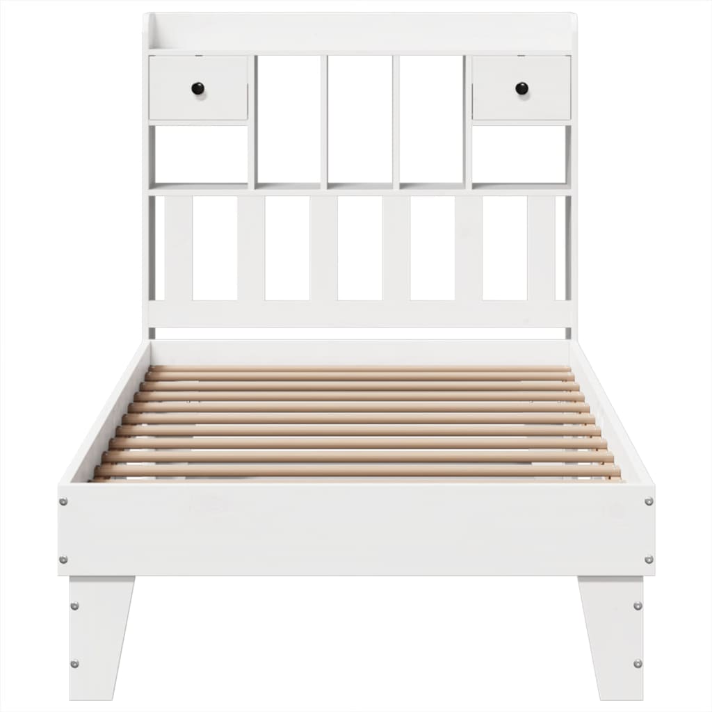 Bedframe zonder matras massief grenenhout wit 75x190 cm