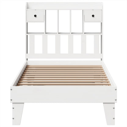 Bedframe zonder matras massief grenenhout wit 75x190 cm